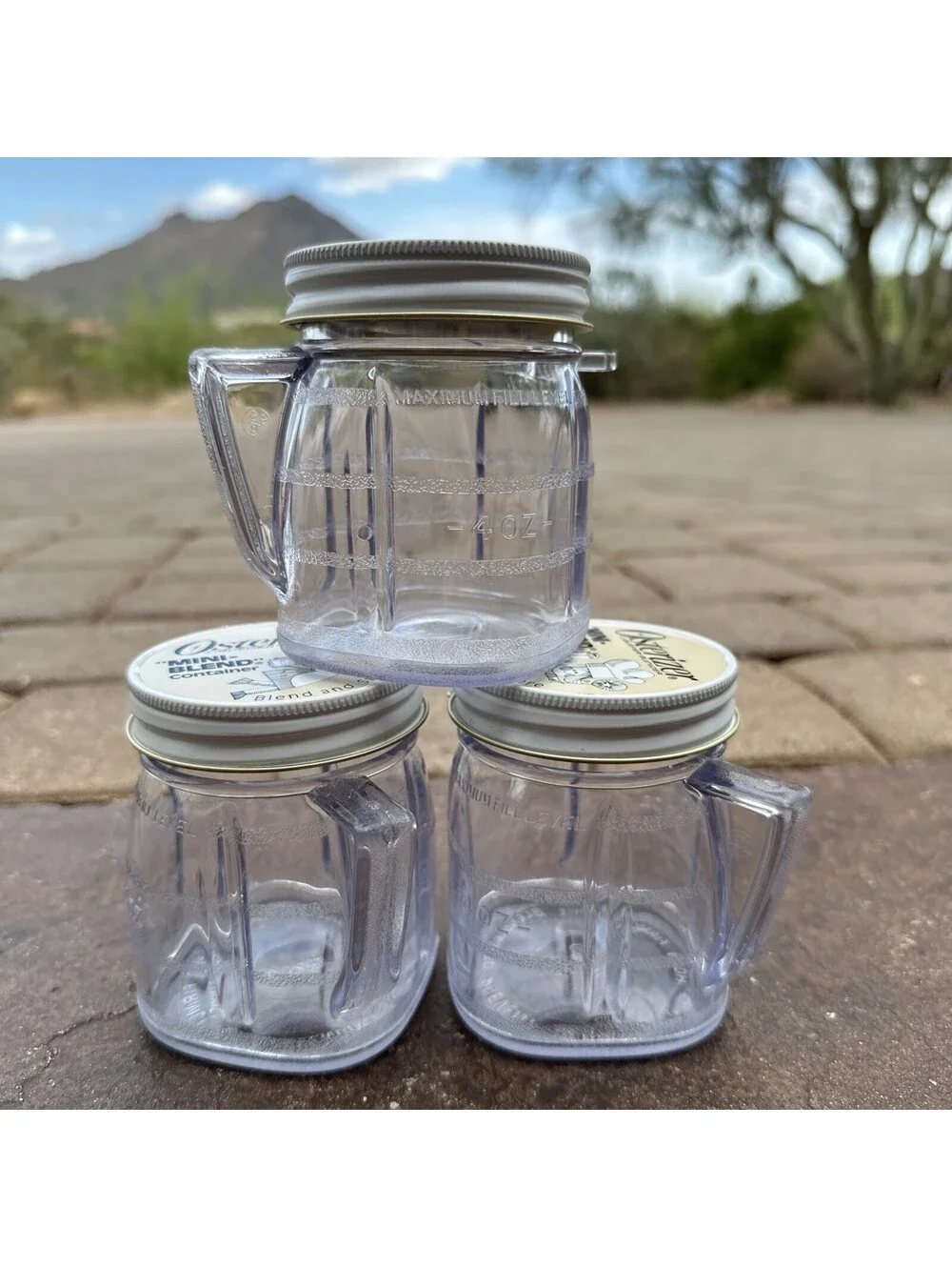 Vintage Osterizer Mini Blend and Store Containers 8 Ounces LOT OF 3